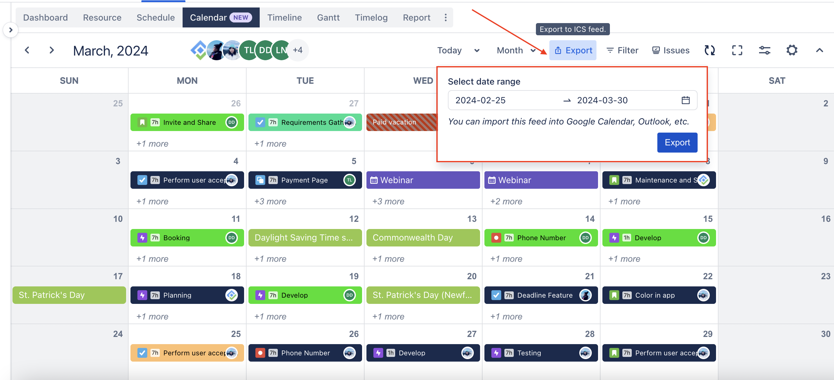 Export your tasks to ICS feed